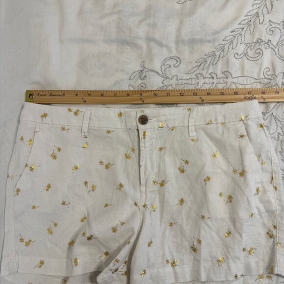 Old Navy Women's Everyday Linen Blend Shorts Gold Palm Trees Beachy, Size 12 - Picture 7 of 12